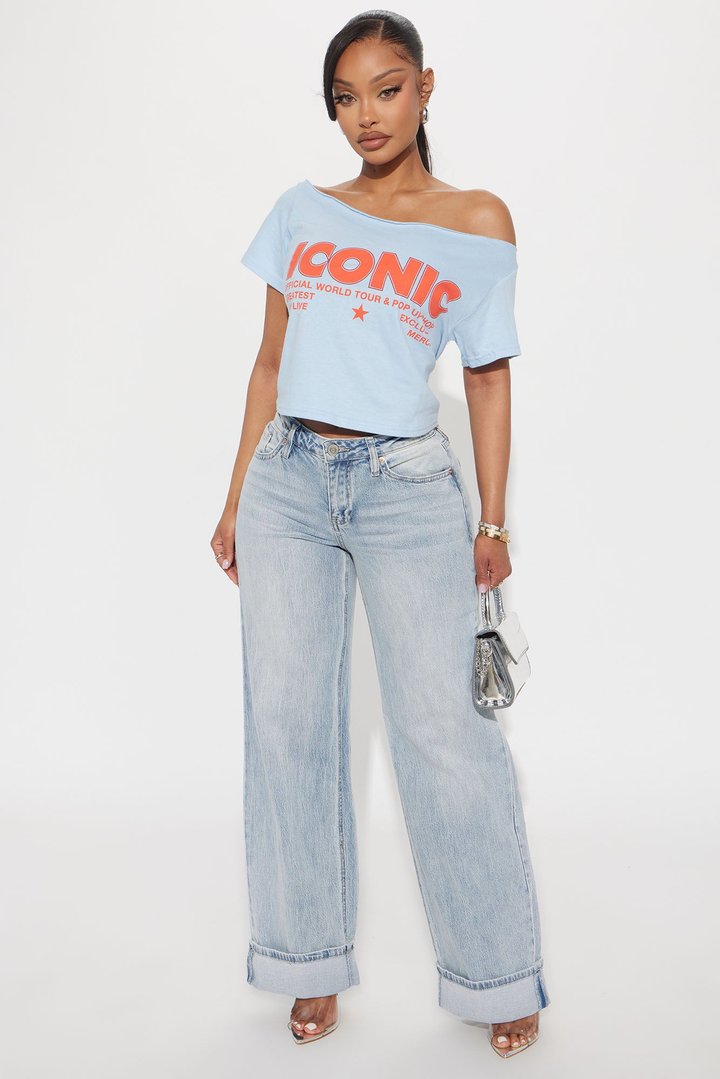 ICONIC Off Shoulder Top - Light Blue