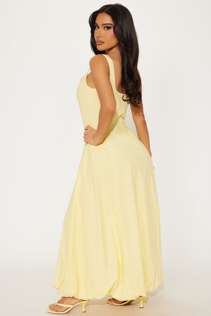 Katherine Bubble Maxi Dress - Yellow