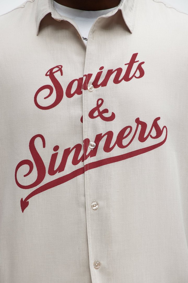 Saints And Sinners Full Button Shirt - Tan