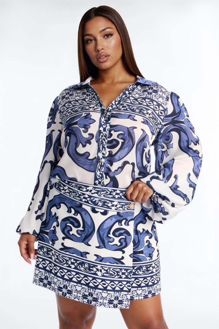 Love Story Skort Set - Blue/combo