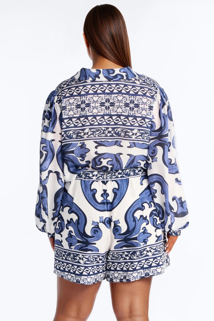 Love Story Skort Set - Blue/combo