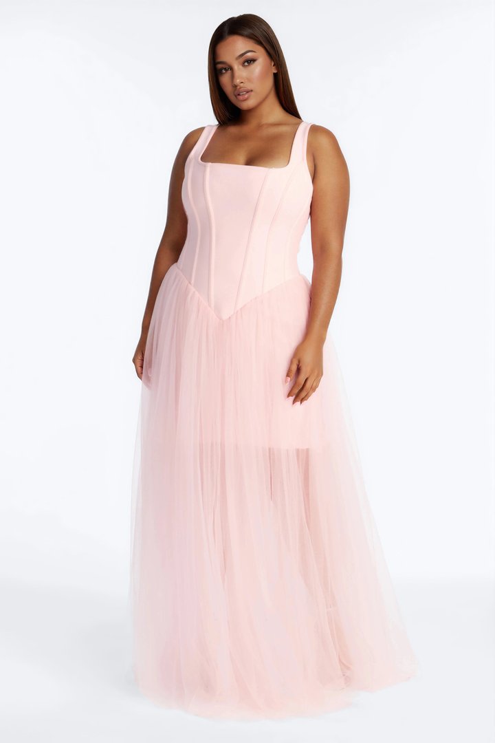 Annelise Tulle Maxi Dress - Blush