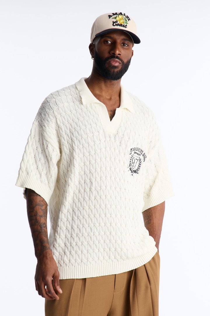 Los Angeles 97 Short Sleeve Knit Johnny Polo - Off White