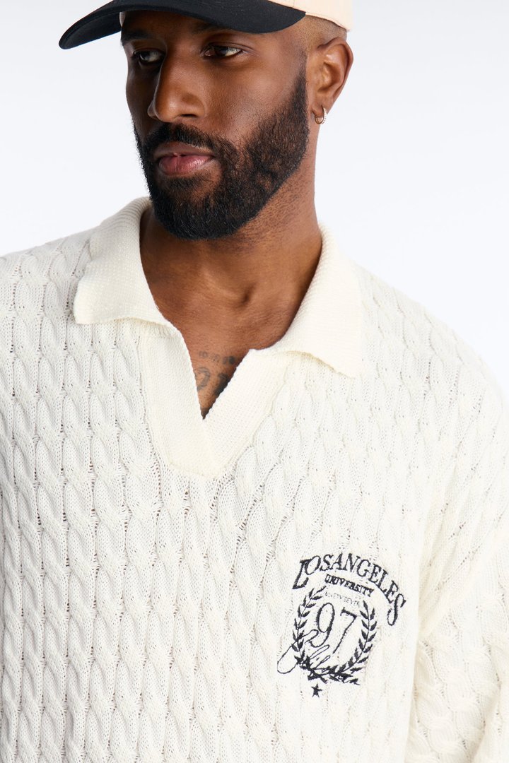 Los Angeles 97 Short Sleeve Knit Johnny Polo - Off White