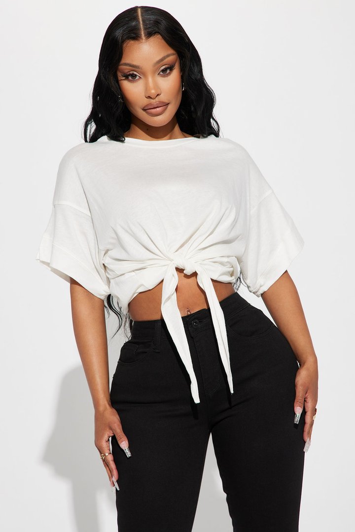 Emily Tie Front Top - White