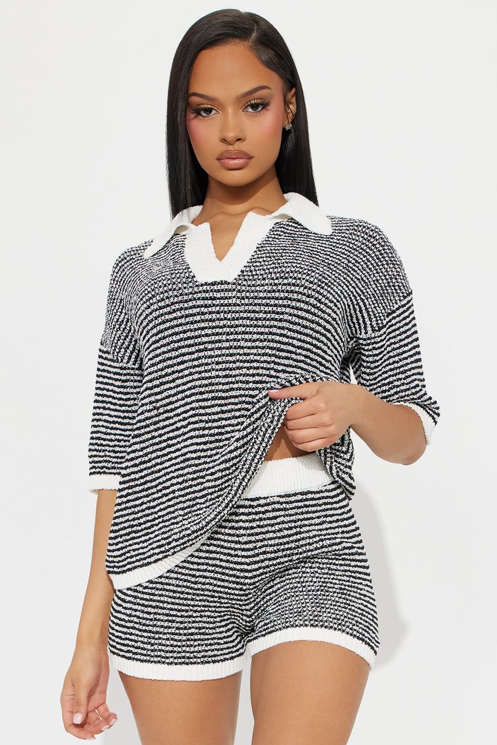 Piper Polo Short Set - Black/White