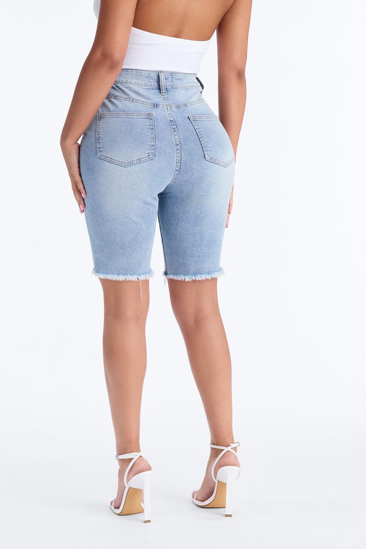 Long Weekend Stretch Bermuda Denim Shorts - Light Wash