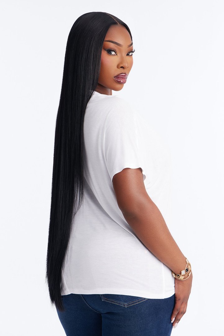 Tasmin Oversized V Neck Tee - White