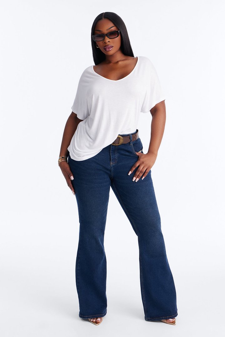 Tasmin Oversized V Neck Tee - White