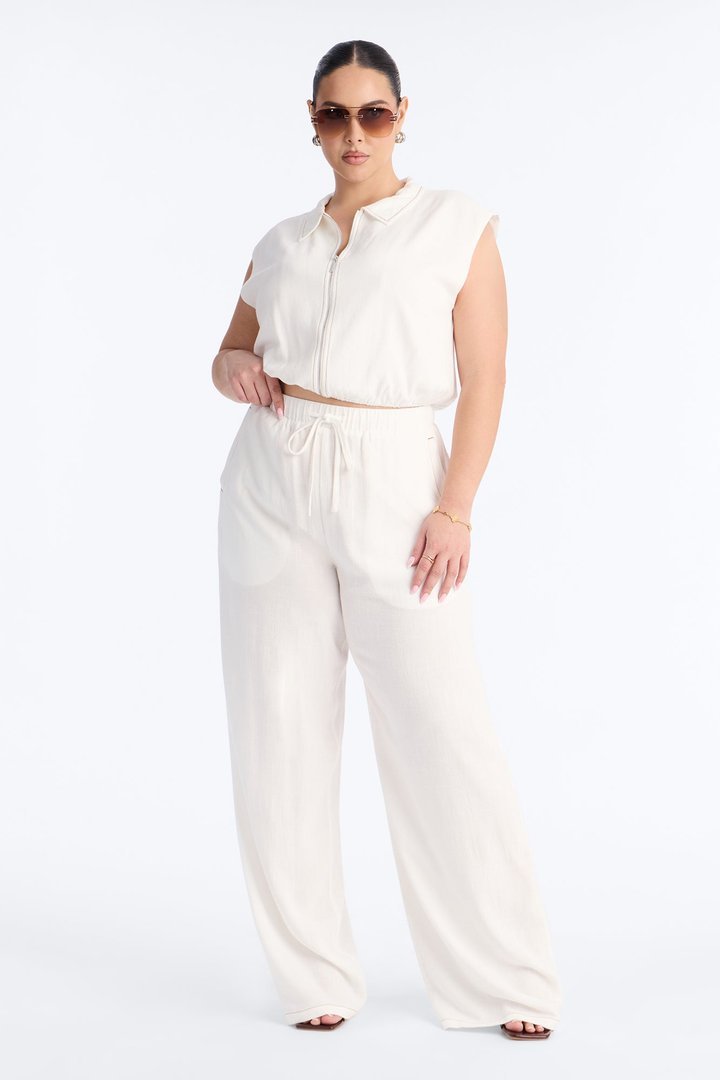 Shyla Sleeveless Linen Pant Set - White