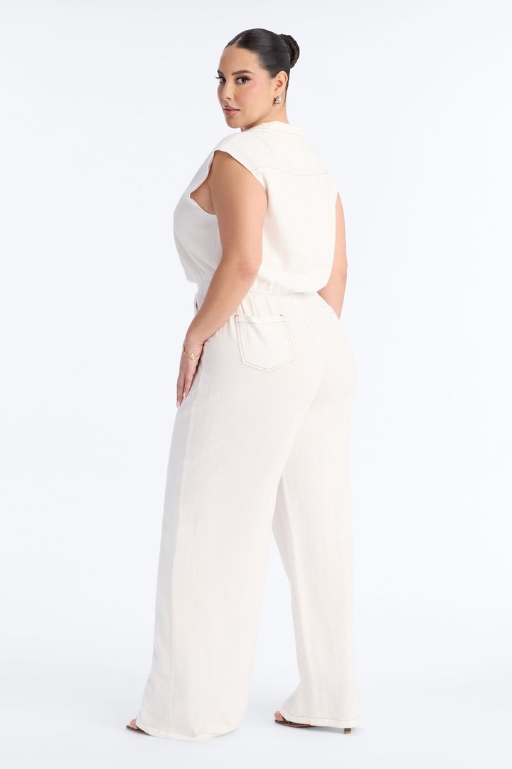 Shyla Sleeveless Linen Pant Set - White