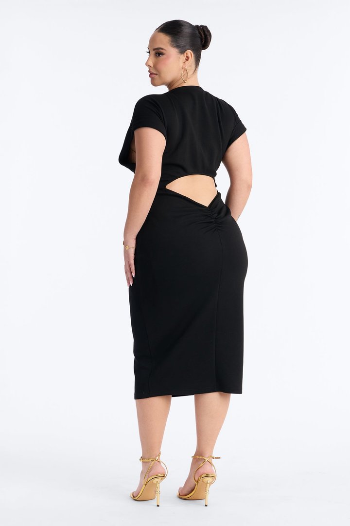 Hailey Cut Out Midi Dress - Black