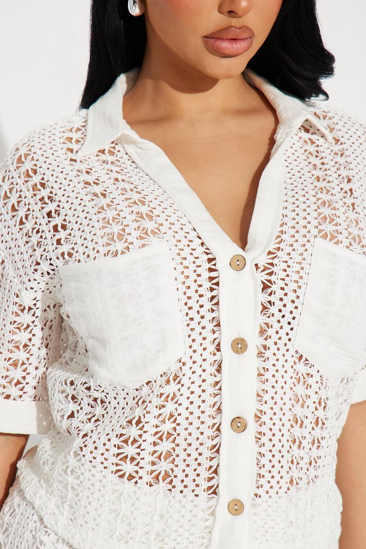 Meet At Dawn Crochet Short Set - White