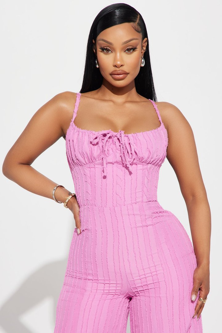 Endless Mimosas Textured Jumpsuit - Pink