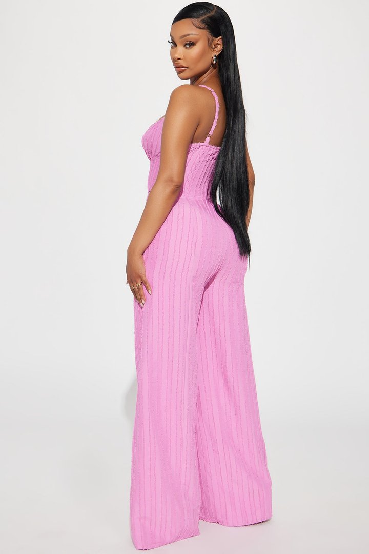 Endless Mimosas Textured Jumpsuit - Pink