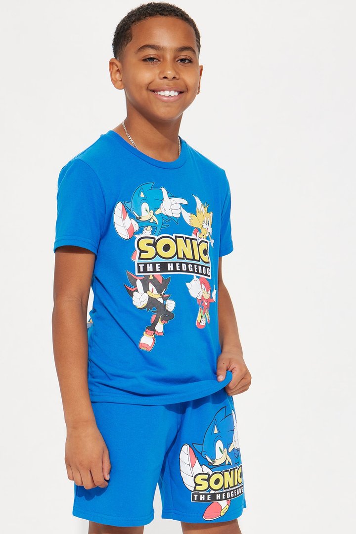 Mini Sonic Embroidered Short Set - Royal