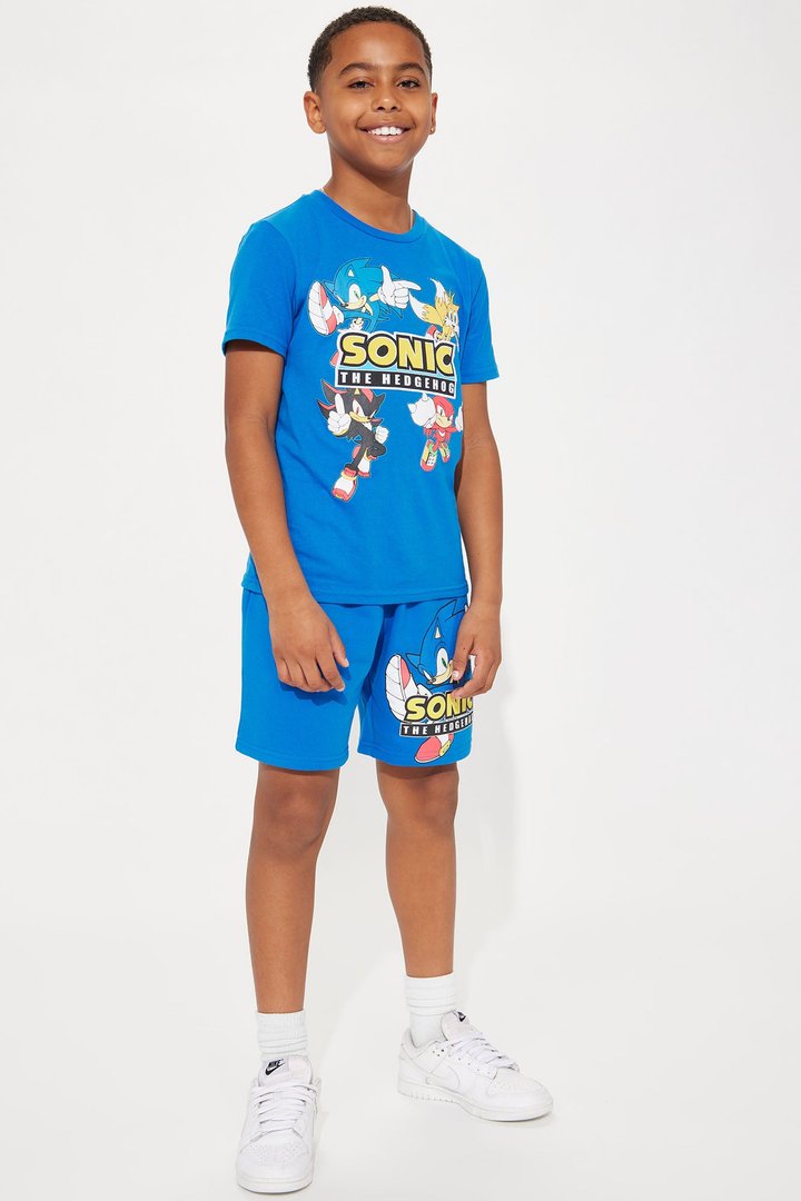 Mini Sonic Embroidered Short Set - Royal