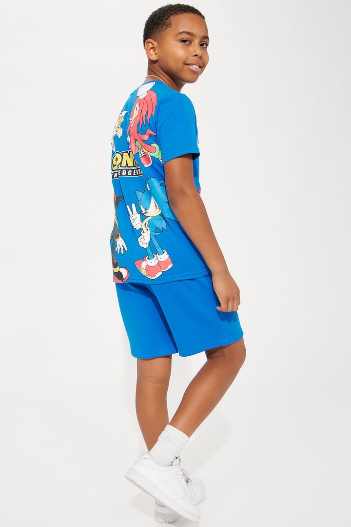 Mini Sonic Embroidered Short Set - Royal