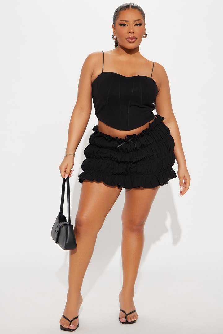 Angelina Ruched Bloomer Short - Black