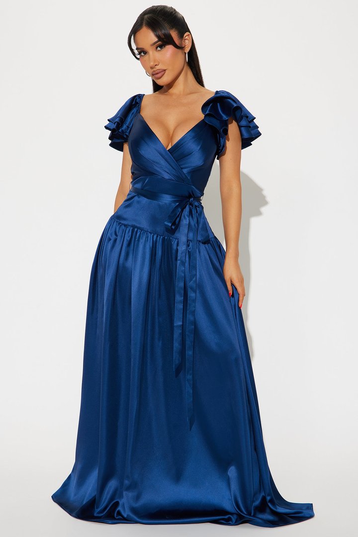 Josie Satin Maxi Dress - Navy