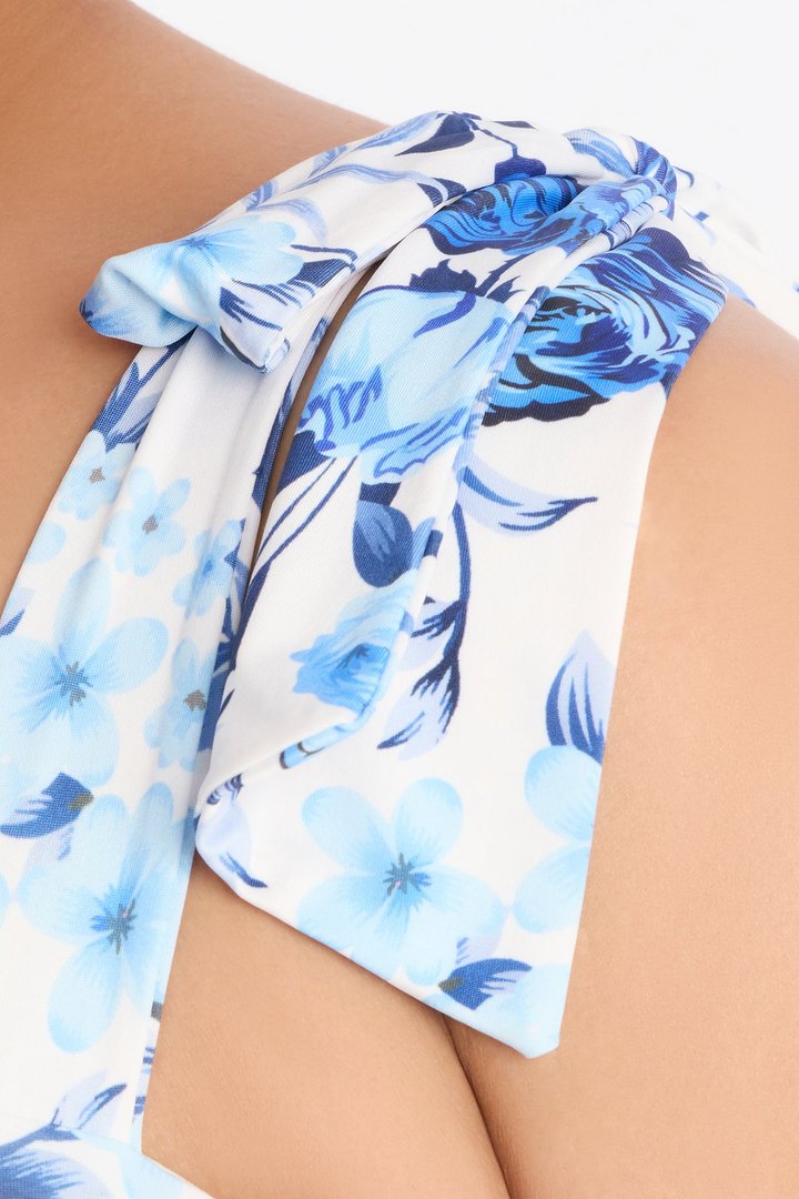 Alexandra Ruched Floral Midi Dress - Blue/combo