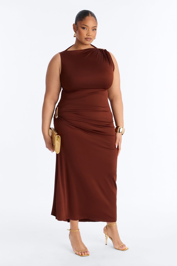 Out For The Night Hardware Maxi Dress - Chocolate