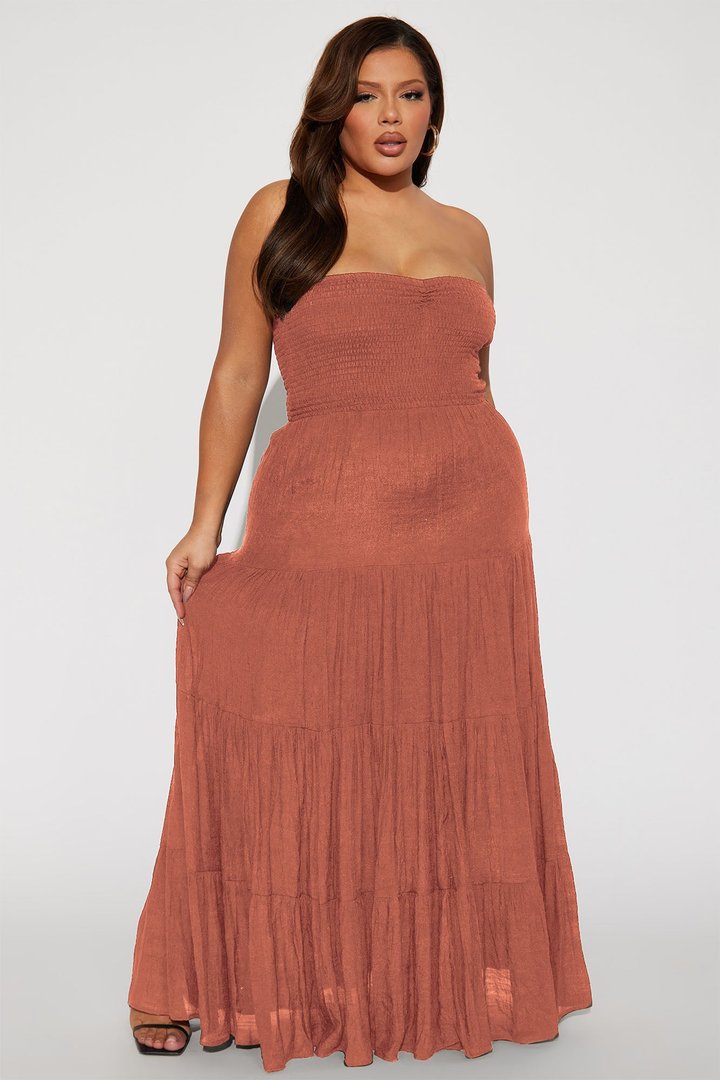 Almafi Coast Maxi Dress - Rust