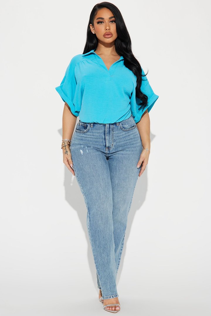 Breezy Day Blouse Top - Aqua