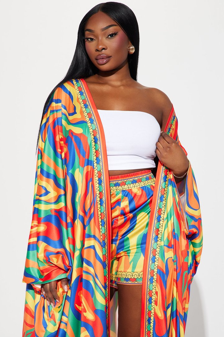 Forever With You Kimono Short Set - Yellow/combo