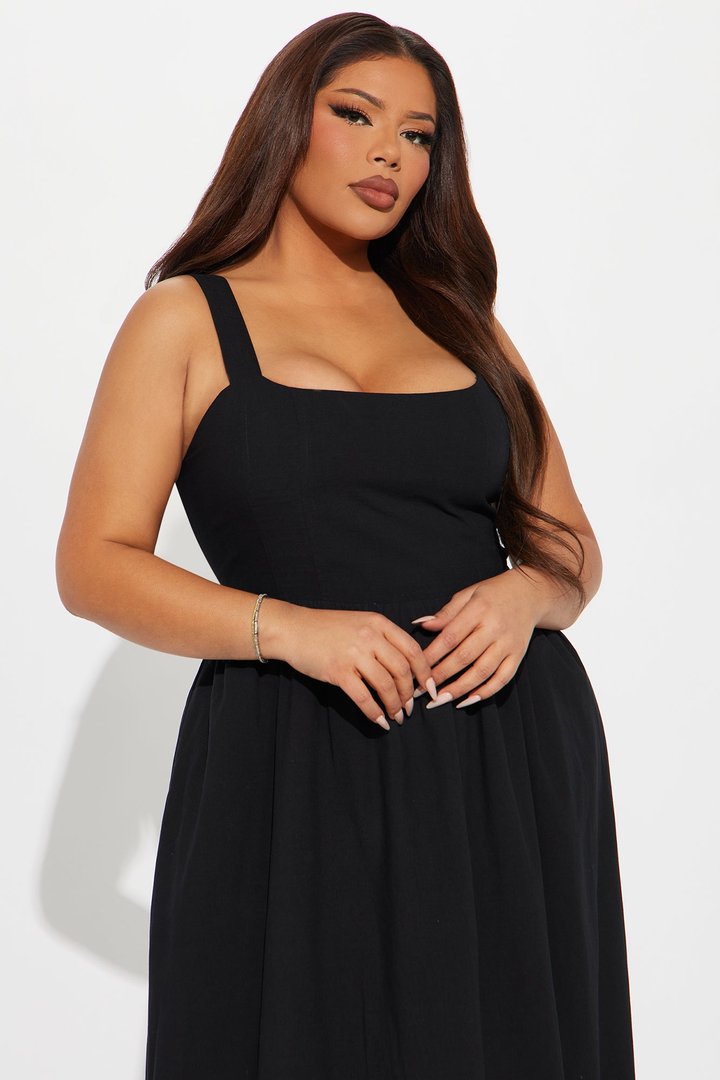 Mary Linen Maxi Dress - Black