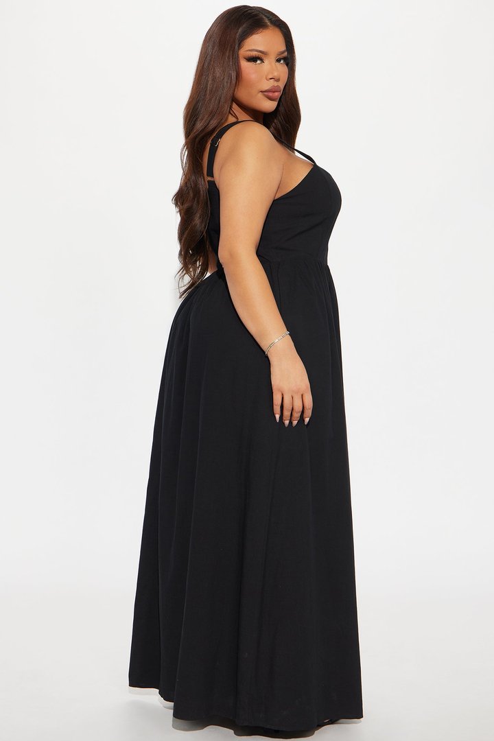 Mary Linen Maxi Dress - Black