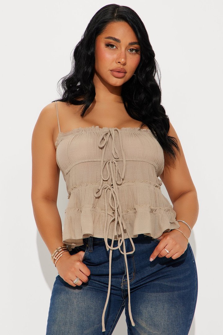 Griselda Babydoll Top - Taupe