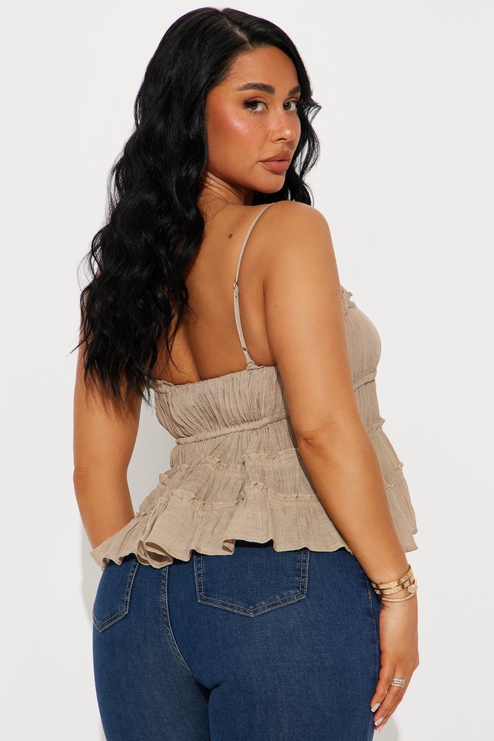 Griselda Babydoll Top - Taupe