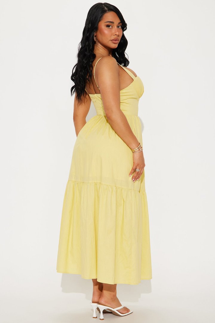 Love To Brunch Poplin Midi Dress - Butter Yellow