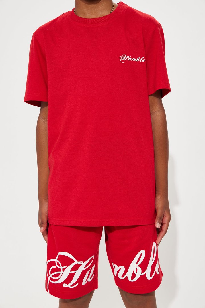 Mini Staying Humble Short Set - Red