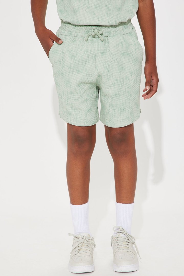 Mini Kerwin Waffle Texture Warm Up Shorts - Sage