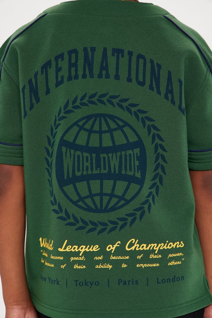 Mini International Champ Short Sleeve Henley - Hunter Green