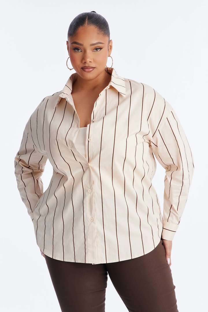 Mackie Striped Poplin Shirt - Cream/combo