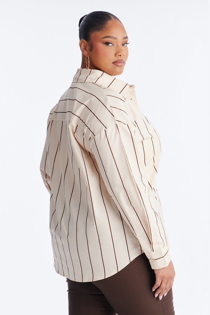 Mackie Striped Poplin Shirt - Cream/combo