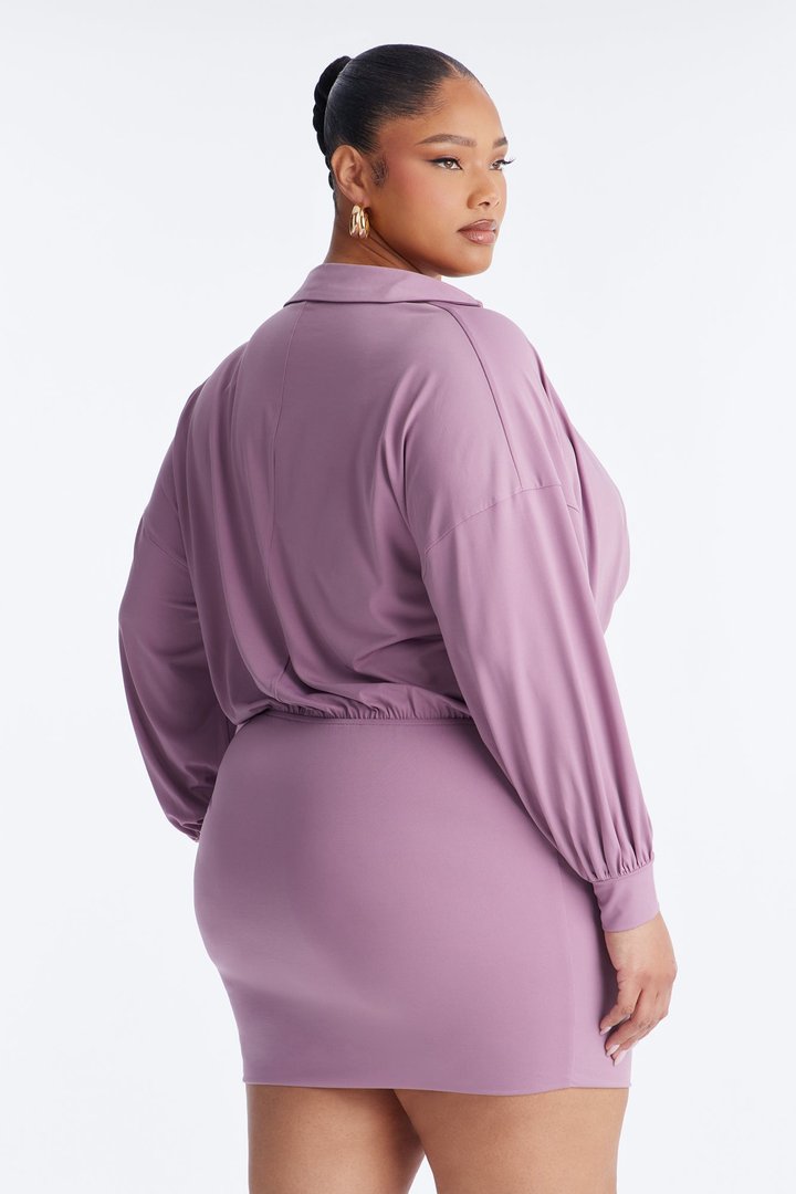 Madilynn Cowl Neck Mini Dress - Mauve