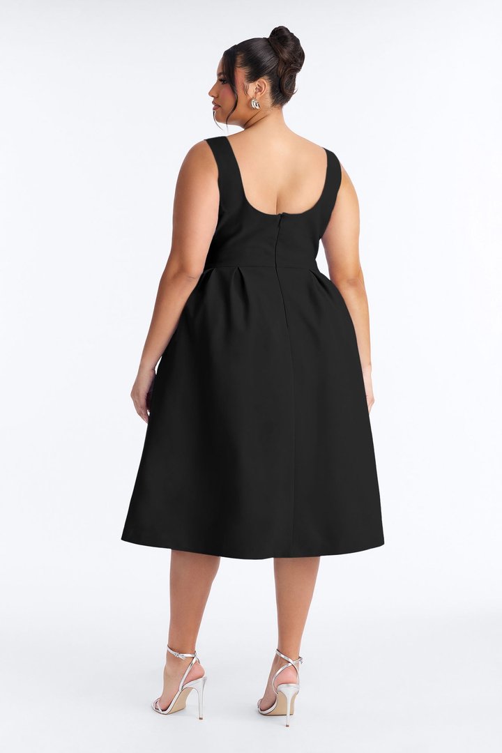 Anika Pleated Midi Dress - Black