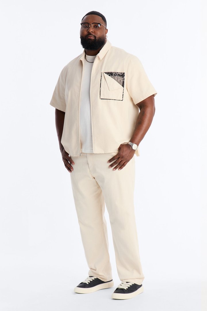 Straight Textured Paradise Thread Pant - Cream