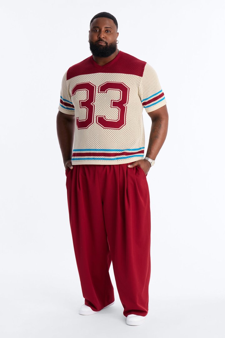 33 Striped Short Sleeve Jersey - Burgundy/combo