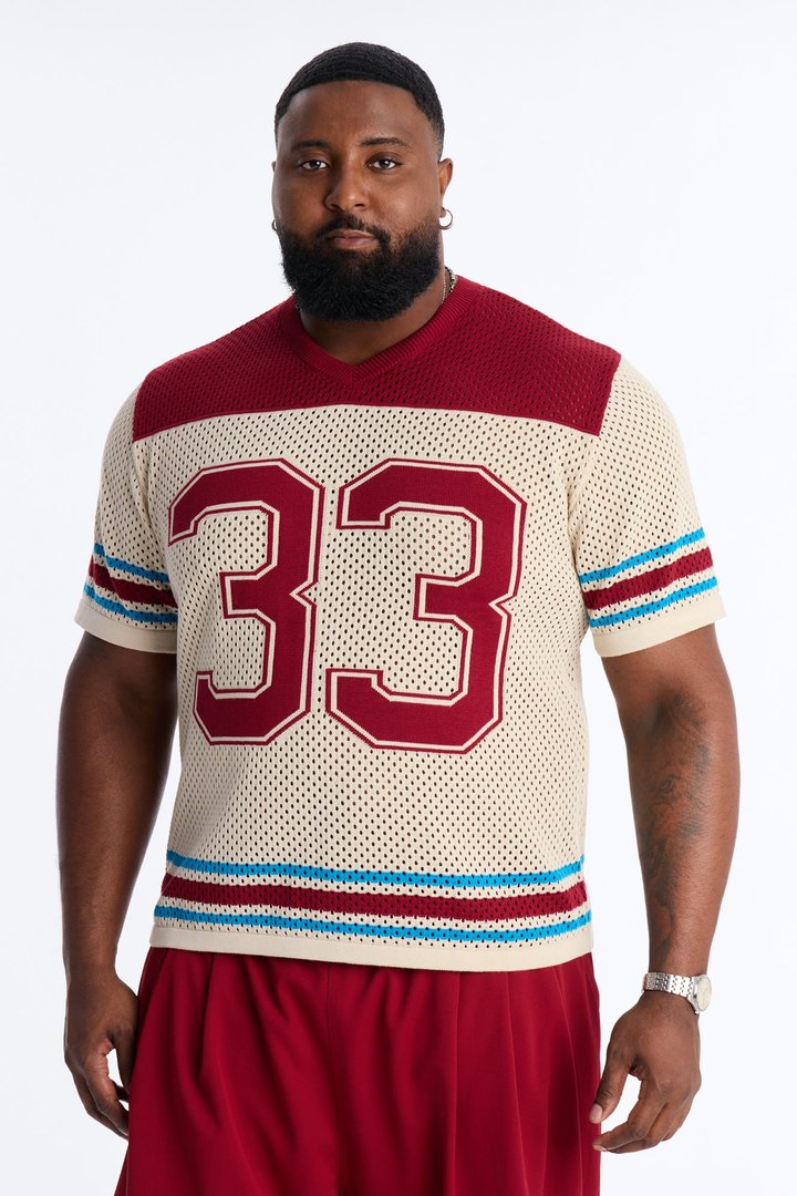 33 Striped Short Sleeve Jersey - Burgundy/combo