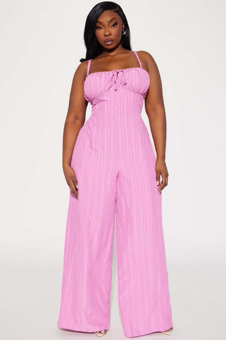 Endless Mimosas Textured Jumpsuit - Pink