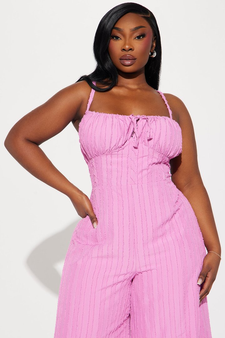 Endless Mimosas Textured Jumpsuit - Pink
