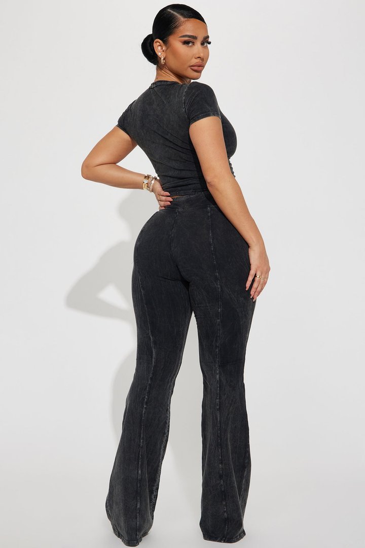 Hear Me Out Mineral Wash Pant Set - Black