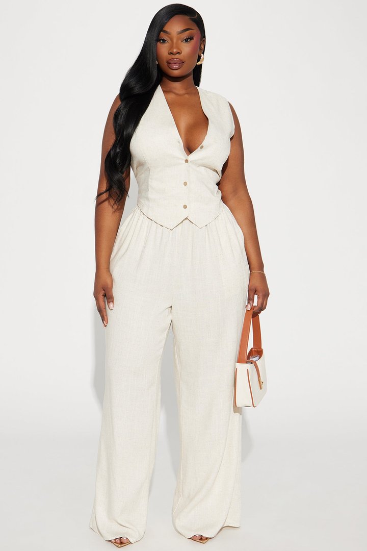 Perfect Vacay Linen Pant Set - Taupe
