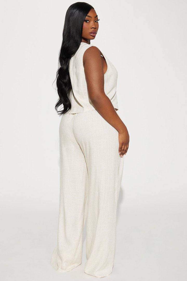Perfect Vacay Linen Pant Set - Taupe