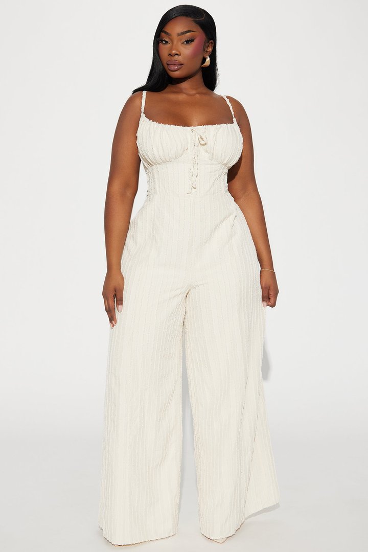 Endless Mimosas Textured Jumpsuit - Cream